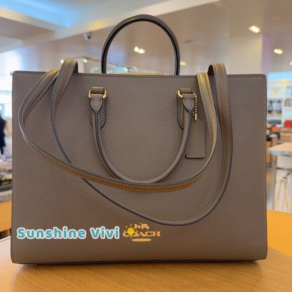 NWT COACH Maggie Tote Bag Shoulder Bag Leather CY666 Gold/Dark Stone